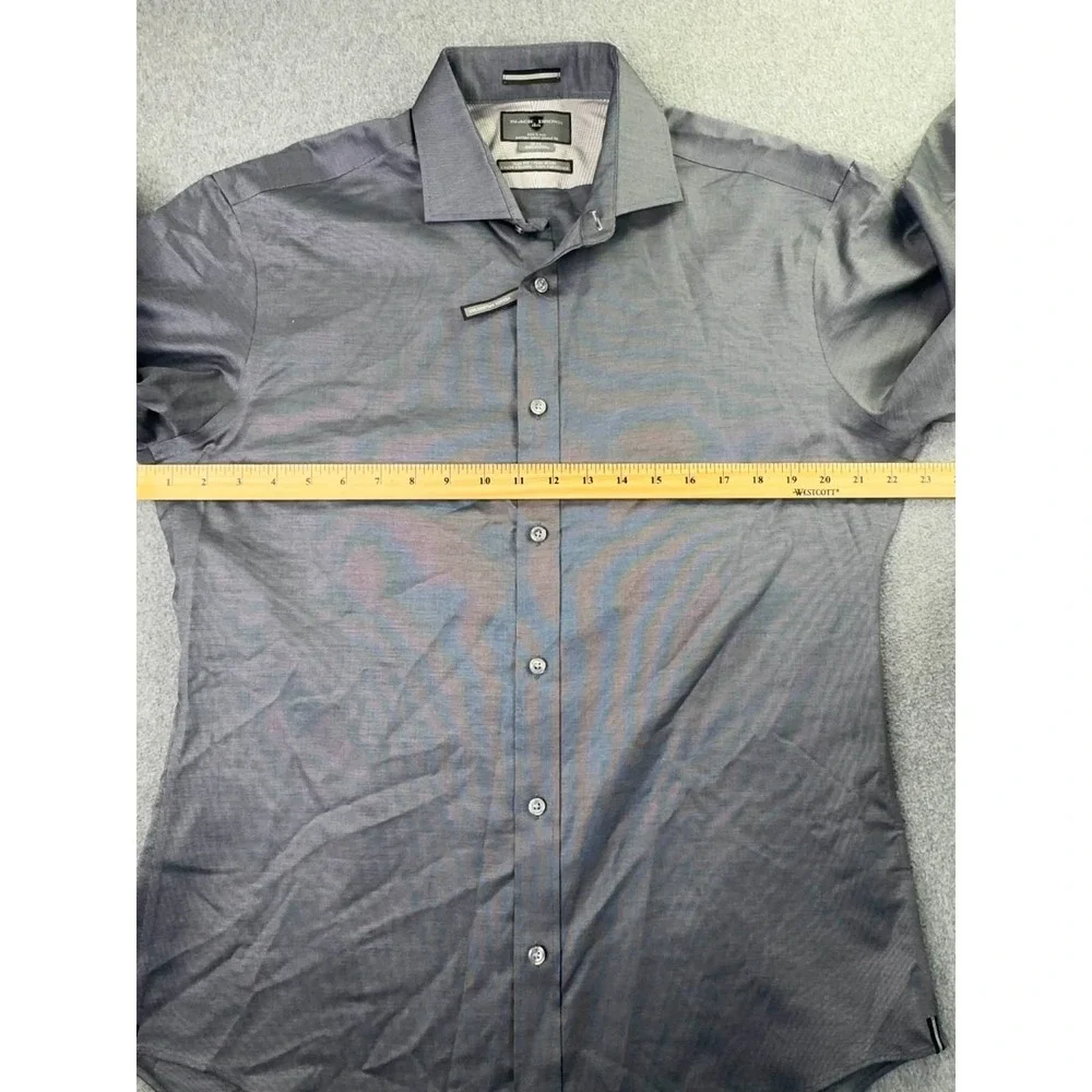 BLACK BROWN Dress Shirt Mens 16-32 Gray Egyptian Cotton Designer City‎ Office - Picture 9 of 9